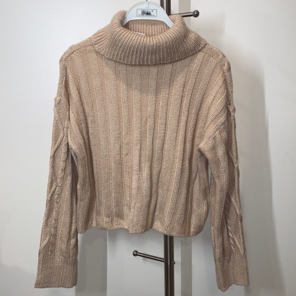 Woman’s medium Cowl Neck sweater cashmere sand